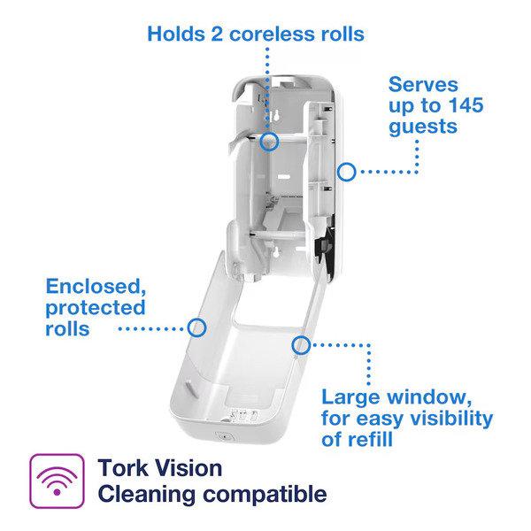 TORK T7 CORELESS DISPENZER ZA 2 ROLNE TOALET PAPIRA BELI gallery image